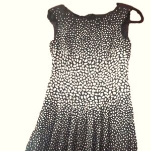 ANN Taylor Dress Black with white polka dots fit & flared size 0
